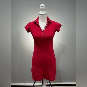 SALE! Red Vintage Tommy Jeans Y2K Polo Shirtdress Size S VGUC